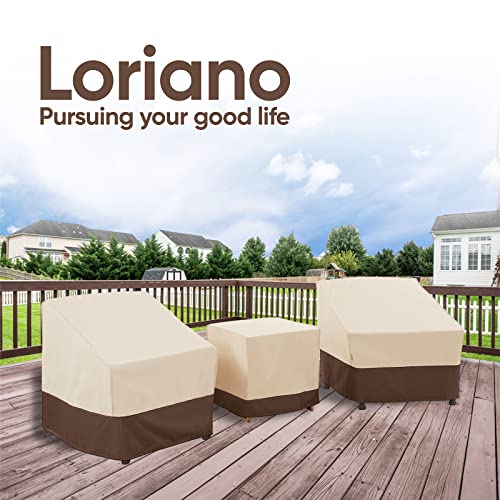 loriano Patio Furniture Covers Set, 3 Piece Outdoor Furniture Cover Waterproof, 600D Heavy Duty Lawn Furniture Covers Set