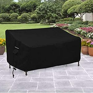 Patio Outdoor Sofa Covers Waterproof Black Loveseat Covers,Lawn Bench Covers Stackable Heavy Duty Outside Couch Covers Patio Furniture Covers,Outdoor Lounge Seat Covers Water Resistant,Black
