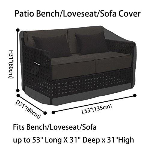 Patio Outdoor Sofa Covers Waterproof Black Loveseat Covers,Lawn Bench Covers Stackable Heavy Duty Outside Couch Covers Patio Furniture Covers,Outdoor Lounge Seat Covers Water Resistant,Black