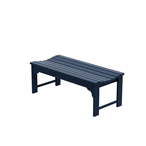 WO Laguna Poly Garden 48" Backless Bench, Navy Blue