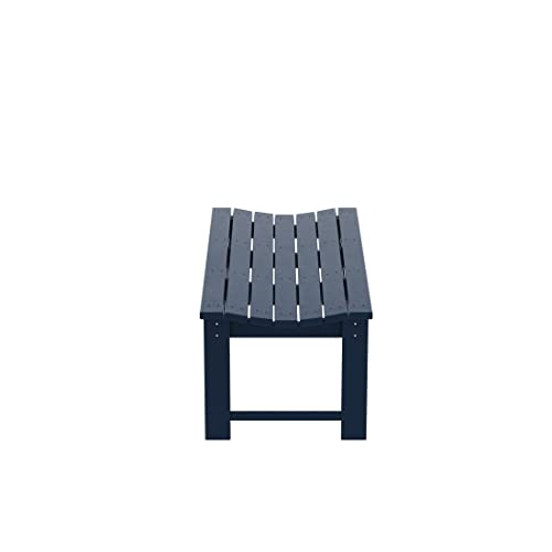 WO Laguna Poly Garden 48" Backless Bench, Navy Blue