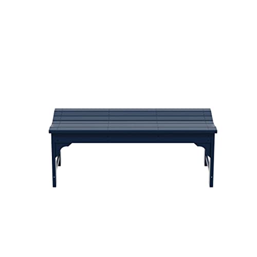 WO Laguna Poly Garden 48" Backless Bench, Navy Blue