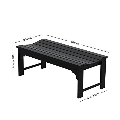 WO Laguna Poly Garden 48" Backless Bench, Navy Blue