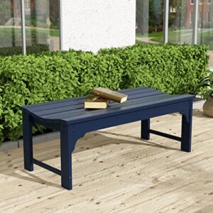 WO Laguna Poly Garden 48" Backless Bench, Navy Blue