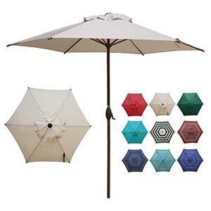 abba patio 9ft patio umbrella outdoor umbrella table market umbrella with push button tilt and crank for garden, lawn, deck, backyard & pool, beige