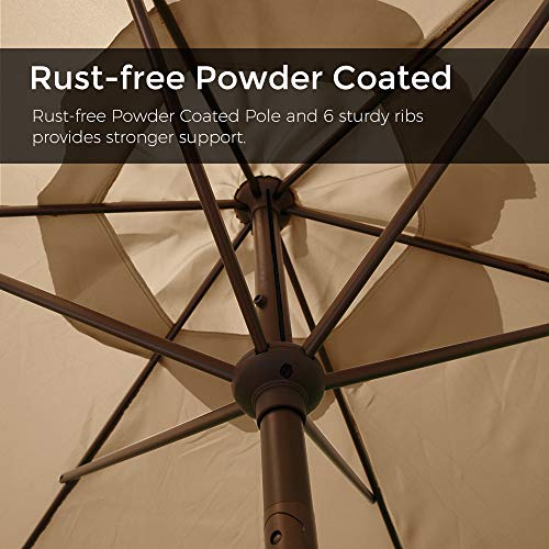 Abba Patio 9ft Patio Umbrella Outdoor Umbrella Table Market Umbrella with Push Button Tilt and Crank for Garden, Lawn, Deck, Backyard & Pool, Beige