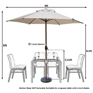 Abba Patio 9ft Patio Umbrella Outdoor Umbrella Table Market Umbrella with Push Button Tilt and Crank for Garden, Lawn, Deck, Backyard & Pool, Beige