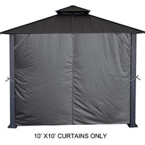 APEX GARDEN Four-Side Privacy Curtain Set for 10-Ft x 10-Ft Gazebo (10-ft x 10-ft, Charcoal)