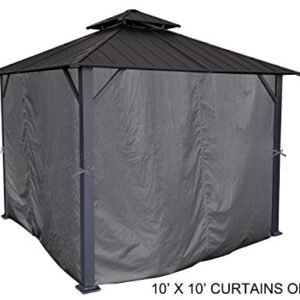 APEX GARDEN Four-Side Privacy Curtain Set for 10-Ft x 10-Ft Gazebo (10-ft x 10-ft, Charcoal)