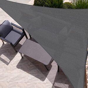 laurel canyon 12′ x 12′ x 17′ sun shade sail right triangle uv bloack patio canopy for outdoor lawn garden, dark gray color