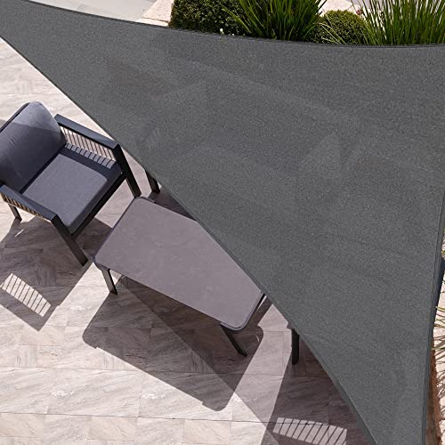 LAUREL CANYON 12' x 12' x 17' Sun Shade Sail Right Triangle UV Bloack Patio Canopy for Outdoor Lawn Garden, Dark Gray Color