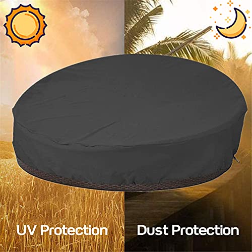 Patio Daybed Cover Round 420D Waterproof Heavy Duty Outdoor Canopy Daybed Sofa Cover All Weather Patio Garden Furniture Protector 87" Black