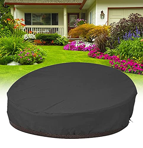 Patio Daybed Cover Round 420D Waterproof Heavy Duty Outdoor Canopy Daybed Sofa Cover All Weather Patio Garden Furniture Protector 87" Black