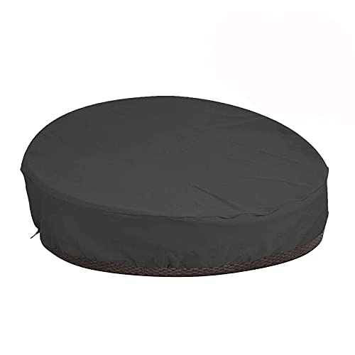 Patio Daybed Cover Round 420D Waterproof Heavy Duty Outdoor Canopy Daybed Sofa Cover All Weather Patio Garden Furniture Protector 87" Black