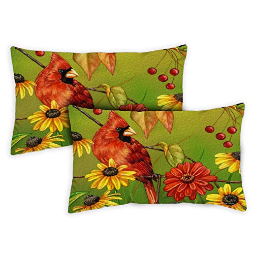 Toland Home Garden Decorative Birds N Berries Fall Autumn Cardinal Bluebird 12 x 19 Inch Pillow Case (2-Pack)