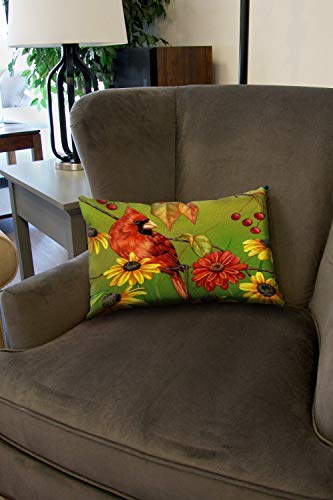 Toland Home Garden Decorative Birds N Berries Fall Autumn Cardinal Bluebird 12 x 19 Inch Pillow Case (2-Pack)