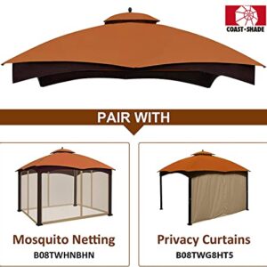 CoastShade Patio 10X12 Replacement Canopy Roof for Lowe's Allen Roth 10X12 Gazebo Backyard Double Top Gazebo #GF-12S004B-1（Rust）