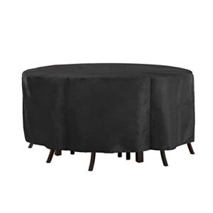 patio furniture covers,mayhour heavy duty waterproof round table chair set cover for outdoor dining table garden yard uv resistant anti-fading dustproof desk protective with elastic balck large