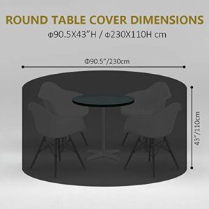 Patio Furniture Covers,Mayhour Heavy Duty Waterproof Round Table Chair Set Cover for Outdoor Dining Table Garden Yard UV Resistant Anti-Fading Dustproof Desk Protective with Elastic Balck Large