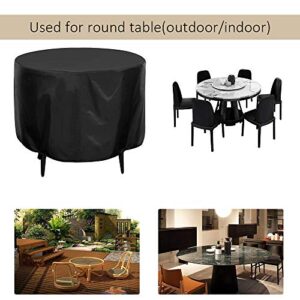 Patio Furniture Covers,Mayhour Heavy Duty Waterproof Round Table Chair Set Cover for Outdoor Dining Table Garden Yard UV Resistant Anti-Fading Dustproof Desk Protective with Elastic Balck Large