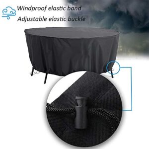 Patio Furniture Covers,Mayhour Heavy Duty Waterproof Round Table Chair Set Cover for Outdoor Dining Table Garden Yard UV Resistant Anti-Fading Dustproof Desk Protective with Elastic Balck Large