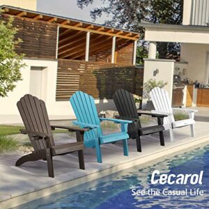 Cecarol Normal Size Adirondack Chair, Poly Lumber Comfortable Patio Fire Pit Chair with 2 Cup Holder, 385lbs Capacity, All Weather Resistant and Durable Chair for Indoor, Outdoor, Garden, Black-AC01S