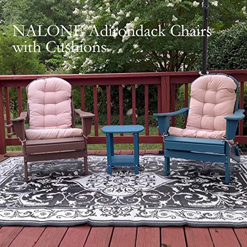 nalone Folding Adirondack Chairs Set of 2 with Cushion with Cup Holder, HDPE Plastic Oversized Patio Chair Weather Resistant, Used in Outdoor, Fire Pit, Deck, Garden, Campfire Chairs (Black)