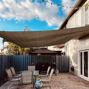 AwnPro Sun Shade Sail 12' x 16' Rectangle Canopy Awning Fabric Permeable Pergolas Top Cover 180 GSM UV Block Fabric 180 GSM UV Block Fabric, for Outdoor Patio Lawn Garden Backyard Awning Brown