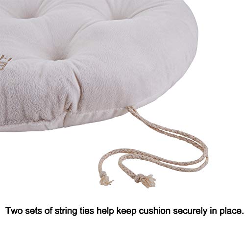 Big Hippo Chair Pads with Ties, Soft 17-Inch Round Thicken Chair Pads Seat Cushion Pillow for Garden Patio Home Kitchen Office or Car Sitting(Beige)