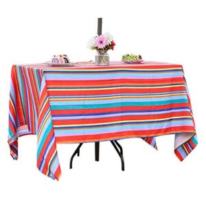 squarepie outdoor tablecloth rectangle stain resistant waterproof table linen table cover with umbrella hole and zipper for picnic patio garden party tables, 52×70 color stripe