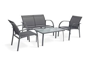 sigtua patio conversation sets, 4 pieces modern garden furniture sets for 4 seaters, casual outdoor seating group for patio, lawn, poolside and alfresco, weather resistant