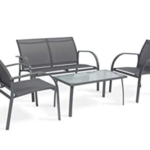 Sigtua Patio Conversation Sets, 4 Pieces Modern Garden Furniture Sets for 4 Seaters, Casual Outdoor Seating Group for Patio, Lawn, Poolside and Alfresco, Weather Resistant