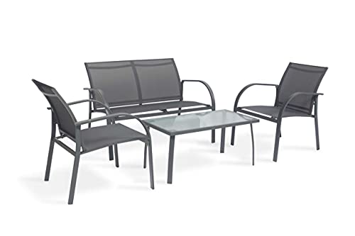 Sigtua Patio Conversation Sets, 4 Pieces Modern Garden Furniture Sets for 4 Seaters, Casual Outdoor Seating Group for Patio, Lawn, Poolside and Alfresco, Weather Resistant