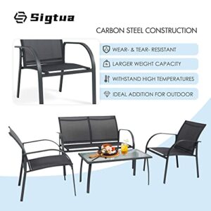 Sigtua Patio Conversation Sets, 4 Pieces Modern Garden Furniture Sets for 4 Seaters, Casual Outdoor Seating Group for Patio, Lawn, Poolside and Alfresco, Weather Resistant