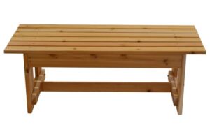 premium cedar outdoor garden bench with flat seat (48” wide, 18” deep, 17” tall)
