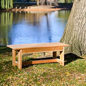 Premium Cedar Outdoor Garden Bench with Flat Seat (48” Wide, 18” Deep, 17” Tall)
