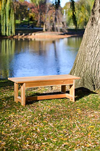 Premium Cedar Outdoor Garden Bench with Flat Seat (48” Wide, 18” Deep, 17” Tall)