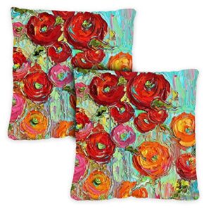 toland home garden decorative fabulous flowers spring summer floral colorful 18 x 18 inch pillow case (2-pack)