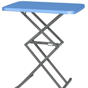 SOUNDANCE Small Folding Table, Adjustable TV Tray, Portable Dinner Table, Lightweight, Zero Assembly, Easy to Fold and Storage, Sturdy Desk for Home Garden Office Indoor Outdoor Use, Blue