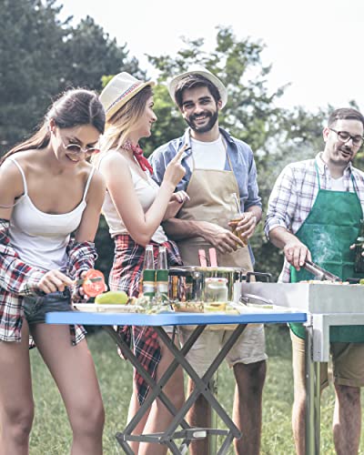 SOUNDANCE Small Folding Table, Adjustable TV Tray, Portable Dinner Table, Lightweight, Zero Assembly, Easy to Fold and Storage, Sturdy Desk for Home Garden Office Indoor Outdoor Use, Blue