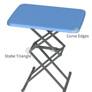 SOUNDANCE Small Folding Table, Adjustable TV Tray, Portable Dinner Table, Lightweight, Zero Assembly, Easy to Fold and Storage, Sturdy Desk for Home Garden Office Indoor Outdoor Use, Blue