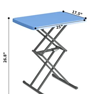 SOUNDANCE Small Folding Table, Adjustable TV Tray, Portable Dinner Table, Lightweight, Zero Assembly, Easy to Fold and Storage, Sturdy Desk for Home Garden Office Indoor Outdoor Use, Blue