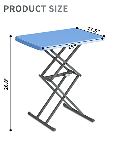 SOUNDANCE Small Folding Table, Adjustable TV Tray, Portable Dinner Table, Lightweight, Zero Assembly, Easy to Fold and Storage, Sturdy Desk for Home Garden Office Indoor Outdoor Use, Blue