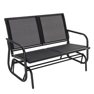 nuu garden 2 seats outdoor glider bench patio glider swing chair with powder coated steel frame and breathable seat fabric outdoor loveseat, black