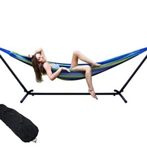 Sorbus 2-Person Stylish Hammock with Steel Stand- Premium Cotton Blend 60" Large Hammock Bed- Heavy Duty 450lbs Portable Hammock w/Carrying Case - For Garden Yard Patio Outdoor Camping Gifts- Washable