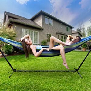 Sorbus 2-Person Stylish Hammock with Steel Stand- Premium Cotton Blend 60" Large Hammock Bed- Heavy Duty 450lbs Portable Hammock w/Carrying Case - For Garden Yard Patio Outdoor Camping Gifts- Washable