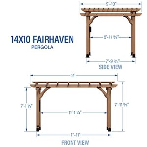 Backyard Discovery 14x10 Fairhaven Pergola, Rustic Finish, Nordic Spruce Lumber, Support Winds Up to 100 MPH, Powerport USB and Electrical Outlet, Backyard, Garden