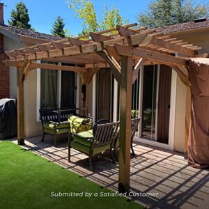 Backyard Discovery 14x10 Fairhaven Pergola, Rustic Finish, Nordic Spruce Lumber, Support Winds Up to 100 MPH, Powerport USB and Electrical Outlet, Backyard, Garden