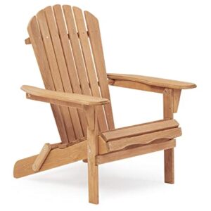 Folding Adirondack Chair Half Pre-Assembled, Outdoor Wood Patio Chair for Garden/Backyard/Firepit/Pool/Beach/Deck