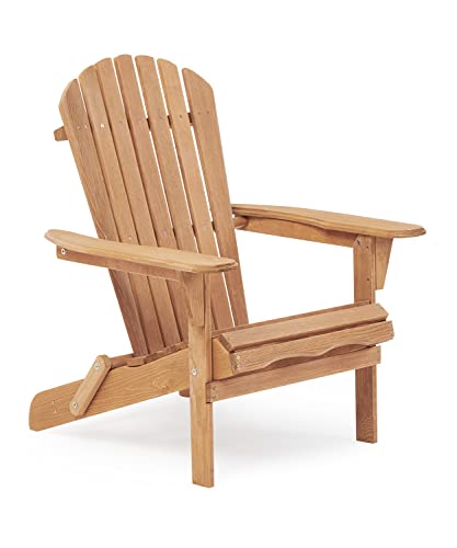 Folding Adirondack Chair Half Pre-Assembled, Outdoor Wood Patio Chair for Garden/Backyard/Firepit/Pool/Beach/Deck